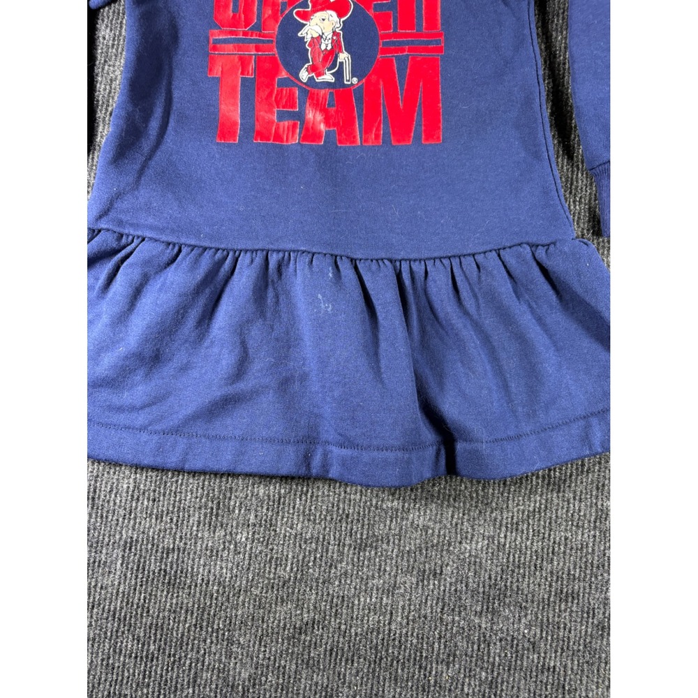 Vintage Rabbit Skins Ole Miss Cheer Team Navy Blue Sweatshirt‎ Dress Kids Size 3 - Picture 3 of 7